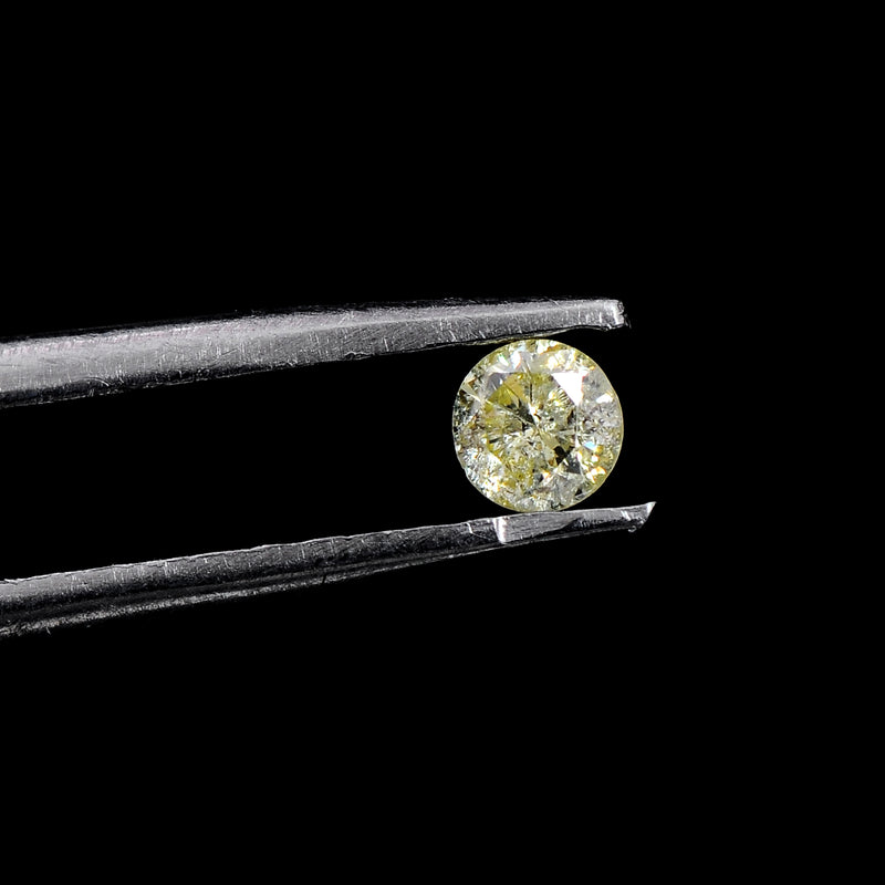 Round Q-R, Very Light Yellow Color Diamond 3.86 Carat - AIG Certified